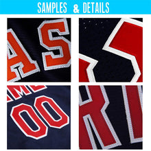 Load image into Gallery viewer, Custom Navy White-Red Authentic Baseball Jersey
