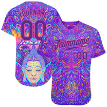 Load image into Gallery viewer, Custom 3D Pattern Design Sitting Buddha Over Colorful Neon Background Psychedelic Mushroom Composition Authentic Baseball Jersey
