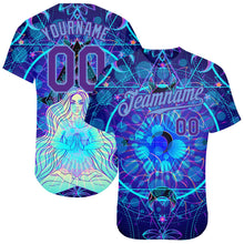 Load image into Gallery viewer, Custom 3D Pattern Design Magic Girl Sitting And Meditation In Lotus Position Over Geometry Psychedelic Hallucination Authentic Baseball Jersey