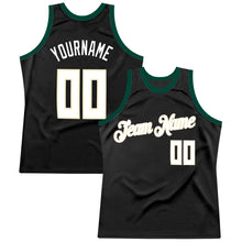 Load image into Gallery viewer, Custom Black White-Hunter Green Authentic Throwback Basketball Jersey
