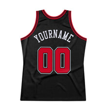 Load image into Gallery viewer, Custom Black Red-White Authentic Throwback Basketball Jersey