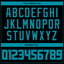 Load image into Gallery viewer, Custom Black Teal Authentic Throwback Basketball Jersey