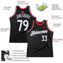 Load image into Gallery viewer, Custom Black White-Red Authentic Throwback Basketball Jersey