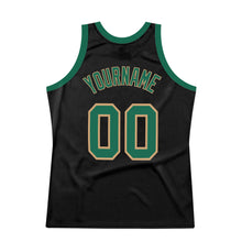 Load image into Gallery viewer, Custom Black Kelly Green-Old Gold Authentic Throwback Basketball Jersey