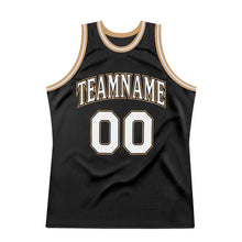 Load image into Gallery viewer, Custom Black White-Old Gold Authentic Throwback Basketball Jersey