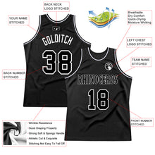 Load image into Gallery viewer, Custom Black Black-White Authentic Throwback Basketball Jersey