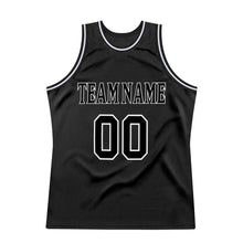Load image into Gallery viewer, Custom Black Black-White Authentic Throwback Basketball Jersey