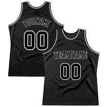 Load image into Gallery viewer, Custom Black Black-White Authentic Throwback Basketball Jersey