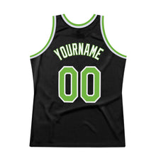 Load image into Gallery viewer, Custom Black Neon Green-White Authentic Throwback Basketball Jersey