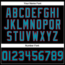 Load image into Gallery viewer, Custom Black Teal-Red Authentic Throwback Basketball Jersey