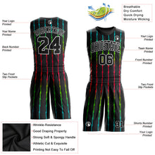 Load image into Gallery viewer, Custom Black Black-Red Round Neck Sublimation Basketball Suit Jersey