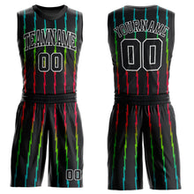 Load image into Gallery viewer, Custom Black Black-Red Round Neck Sublimation Basketball Suit Jersey
