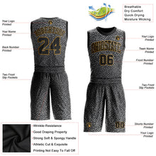 Load image into Gallery viewer, Custom Black Black-Old Gold Round Neck Sublimation Basketball Suit Jersey