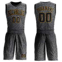 Load image into Gallery viewer, Custom Black Black-Old Gold Round Neck Sublimation Basketball Suit Jersey