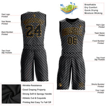 Load image into Gallery viewer, Custom Black Black-Silver Gray Round Neck Sublimation Basketball Suit Jersey