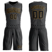 Load image into Gallery viewer, Custom Black Black-Silver Gray Round Neck Sublimation Basketball Suit Jersey