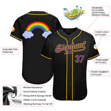 Load image into Gallery viewer, Custom Black Purple-Gold Rainbow For Pride LGBT Authentic Baseball Jersey