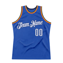Load image into Gallery viewer, Custom Blue White-Navy Authentic Throwback Basketball Jersey