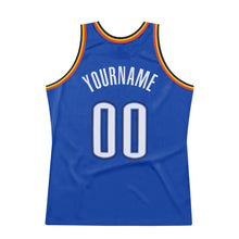 Load image into Gallery viewer, Custom Blue White-Navy Authentic Throwback Basketball Jersey