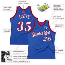 Load image into Gallery viewer, Custom Blue White-Red Authentic Throwback Basketball Jersey