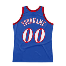 Load image into Gallery viewer, Custom Blue White-Red Authentic Throwback Basketball Jersey