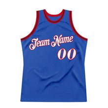 Load image into Gallery viewer, Custom Blue White-Red Authentic Throwback Basketball Jersey