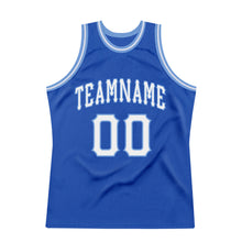 Load image into Gallery viewer, Custom Blue White-Light Blue Authentic Throwback Basketball Jersey