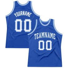 Load image into Gallery viewer, Custom Blue White-Light Blue Authentic Throwback Basketball Jersey