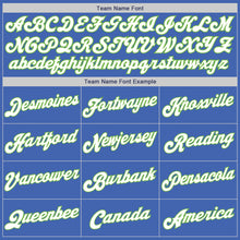 Load image into Gallery viewer, Custom Blue White-Neon Green Authentic Throwback Basketball Jersey