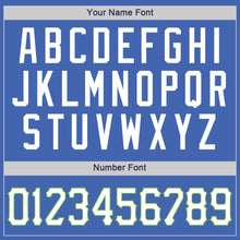 Load image into Gallery viewer, Custom Blue White-Neon Green Authentic Throwback Basketball Jersey