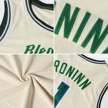 Load image into Gallery viewer, Custom Cream Hunter Green-Royal Authentic Throwback Basketball Jersey