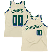 Load image into Gallery viewer, Custom Cream Hunter Green-Royal Authentic Throwback Basketball Jersey