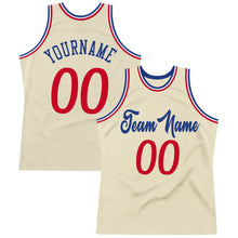 Load image into Gallery viewer, Custom Cream Red-Royal Authentic Throwback Basketball Jersey