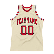Load image into Gallery viewer, Custom Cream Red-Black Authentic Throwback Basketball Jersey
