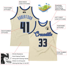 Load image into Gallery viewer, Custom Cream Black-Blue Authentic Throwback Basketball Jersey