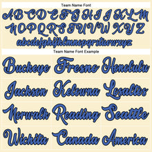 Load image into Gallery viewer, Custom Cream Black-Blue Authentic Throwback Basketball Jersey