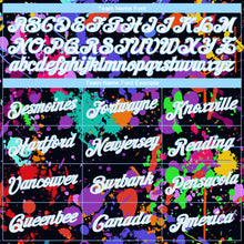 Load image into Gallery viewer, Custom Women's Graffiti Pattern White-Light Blue Splashes 3D V-Neck Cropped Baseball Jersey