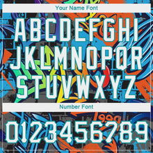 Load image into Gallery viewer, Custom Women's Graffiti Pattern White-Aqua Geometric 3D V-Neck Cropped Baseball Jersey