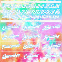 Load image into Gallery viewer, Custom Women's Tie Dye White-Light Blue Rainbow 3D V-Neck Cropped Baseball Jersey