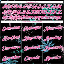 Load image into Gallery viewer, Custom Women's Black Pink-White Hawaii Palm Trees 3D V-Neck Cropped Baseball Jersey