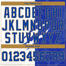 Load image into Gallery viewer, Custom Women's Graffiti Pattern Royal-Old Gold Scratch 3D V-Neck Cropped Baseball Jersey