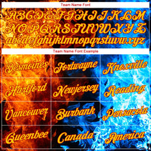 Load image into Gallery viewer, Custom Women's Red Gold Royal-Light Blue Flame 3D V-Neck Cropped Baseball Jersey