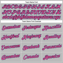 Load image into Gallery viewer, Custom Women's Gray Light Blue Black-Pink V-Neck Cropped Baseball Jersey