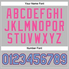 Load image into Gallery viewer, Custom Women's Gray Light Blue Black-Pink V-Neck Cropped Baseball Jersey