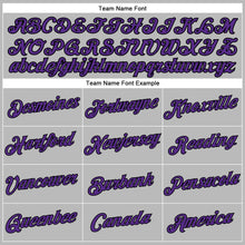 Load image into Gallery viewer, Custom Women's Gray Purple-Black V-Neck Cropped Baseball Jersey