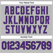 Load image into Gallery viewer, Custom Women's Gray Purple-Black V-Neck Cropped Baseball Jersey