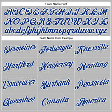 Load image into Gallery viewer, Custom Women's Gray Royal-White V-Neck Cropped Baseball Jersey