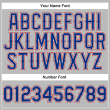 Load image into Gallery viewer, Custom Women's Gray Royal White-Red V-Neck Cropped Baseball Jersey