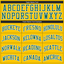 Load image into Gallery viewer, Custom Gold Kelly Green-White Authentic Throwback Basketball Jersey