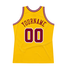 Load image into Gallery viewer, Custom Gold Maroon-White Authentic Throwback Basketball Jersey